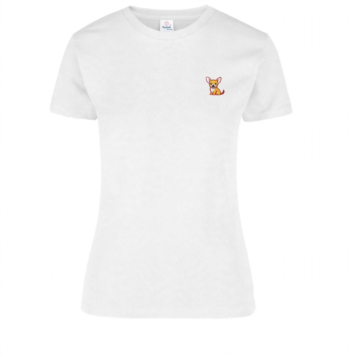 Camiseta Blanca para Mujer – Chihuahua Bordado