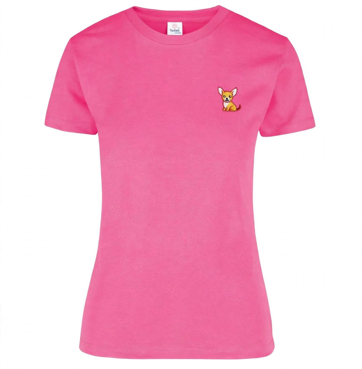 Camiseta Rosa Fucsia para Mujer – Chihuahua Bordado