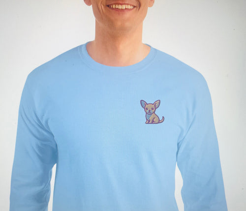Camiseta Manga Larga Azul Celeste Chihuahua Clothing Brand