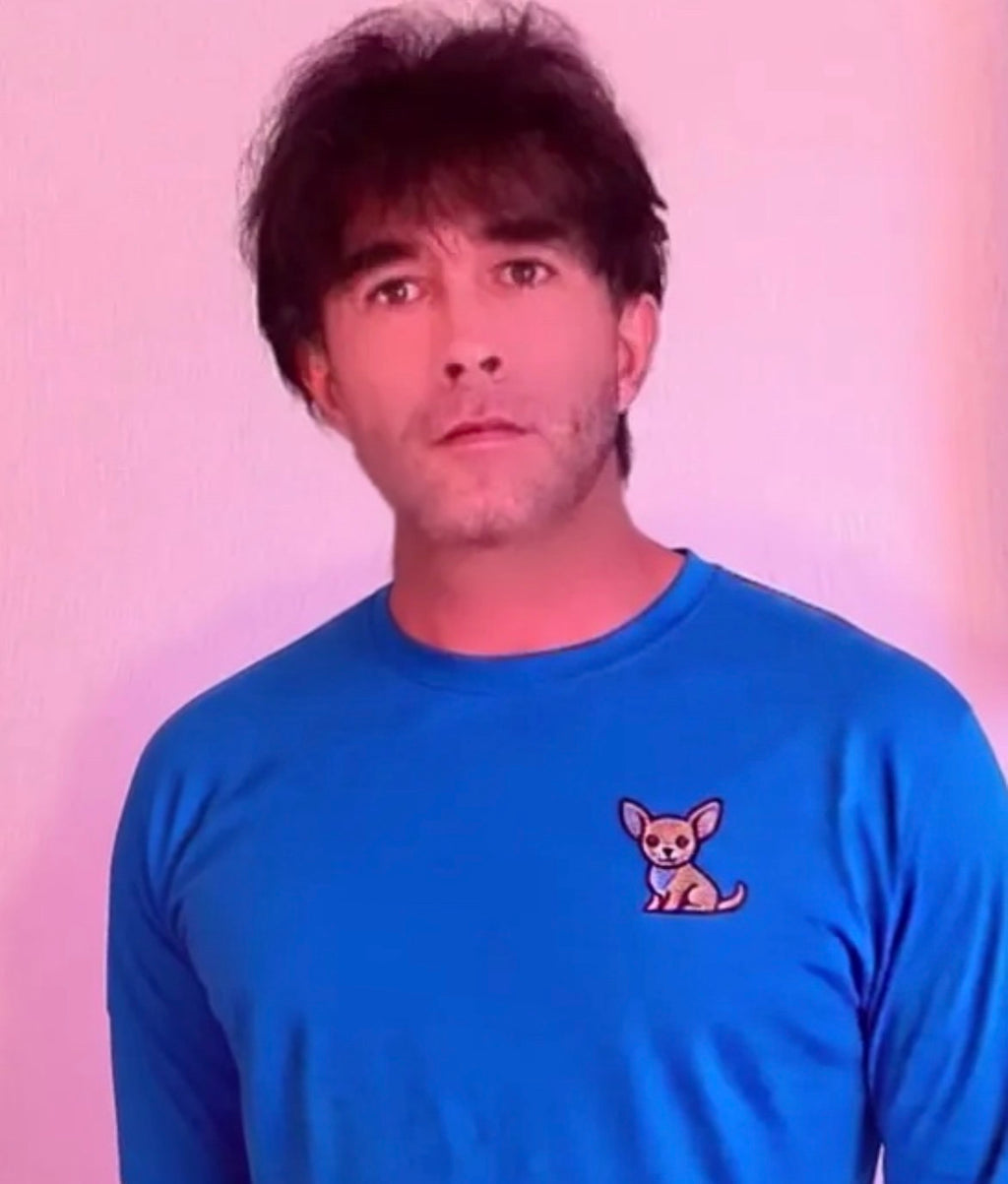 Camiseta Premium Azul de manga larga - Logo bordado