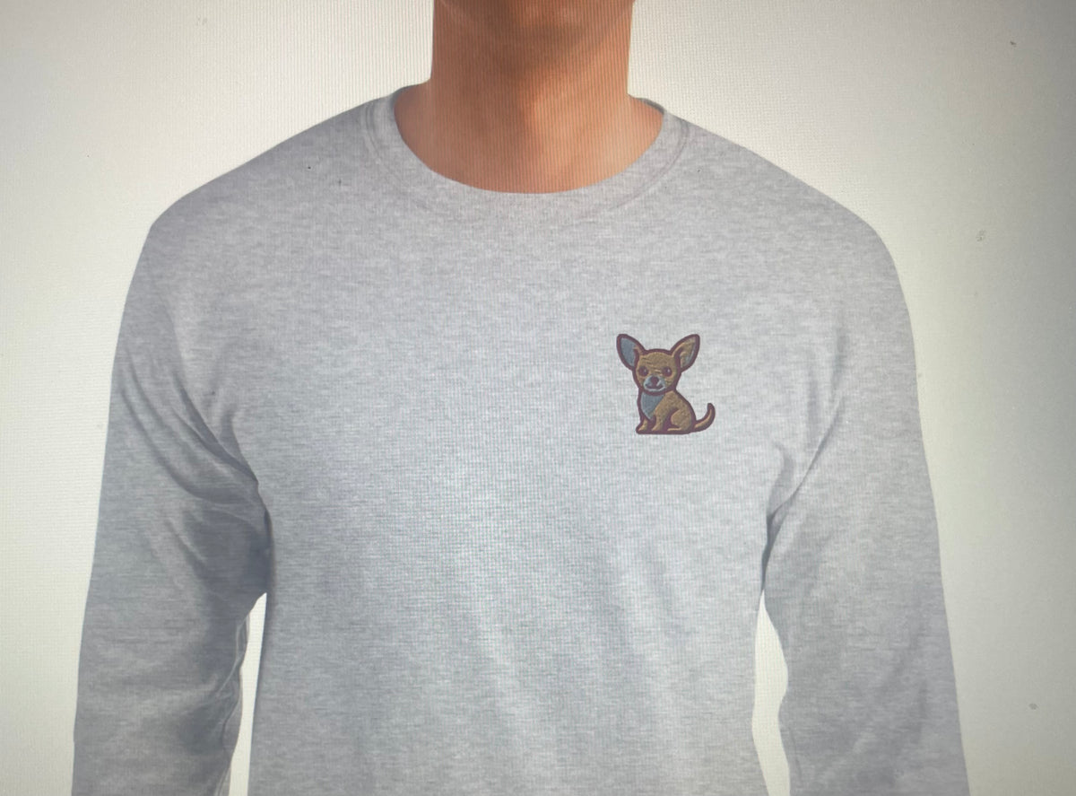 Camiseta Manga Larga Gris Chihuahua Clothing Brand
