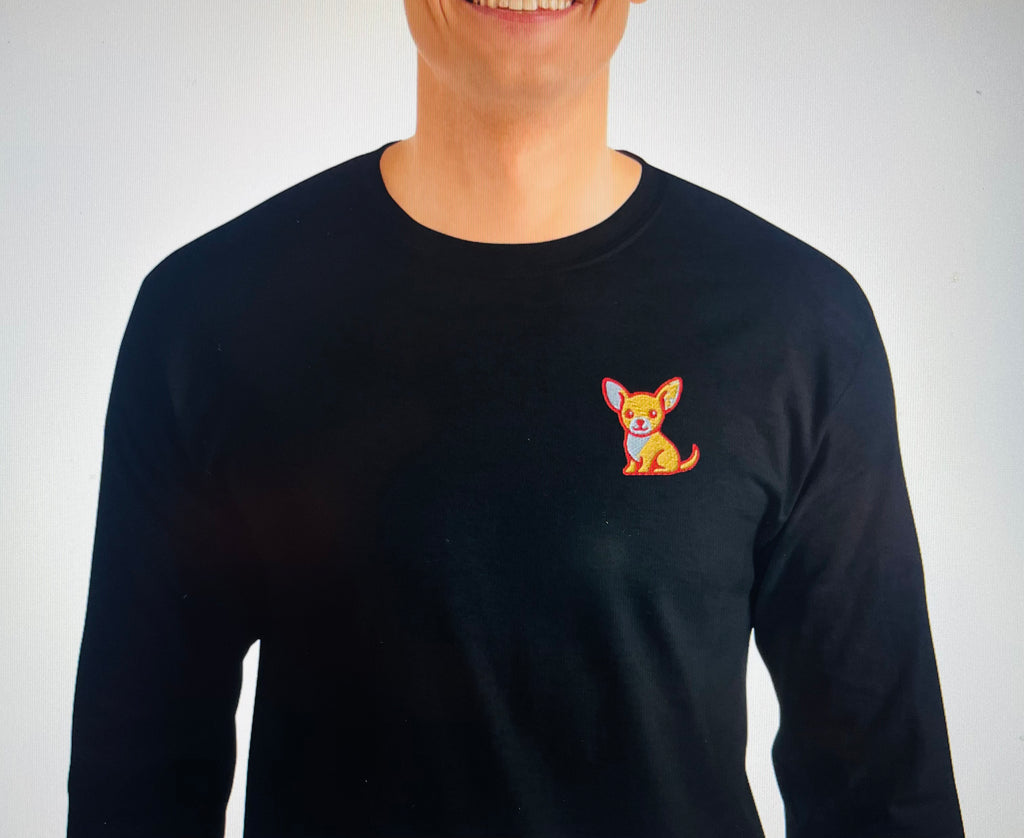 Camiseta Manga Larga Negra Chihuahua Clothing Brand