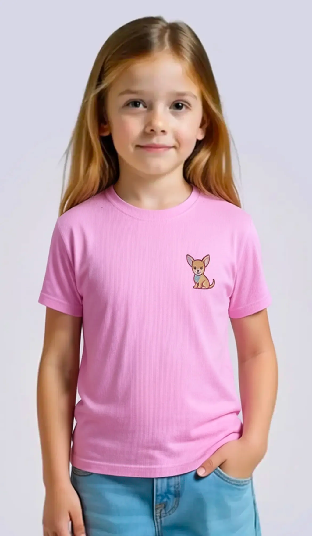 Camiseta Premium Rosada de manga corta - Logo bordado